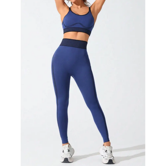 Scoop Neck Cami and High Waist Leggings Active Set - Dark Blue / S - CynthiaMonica CM