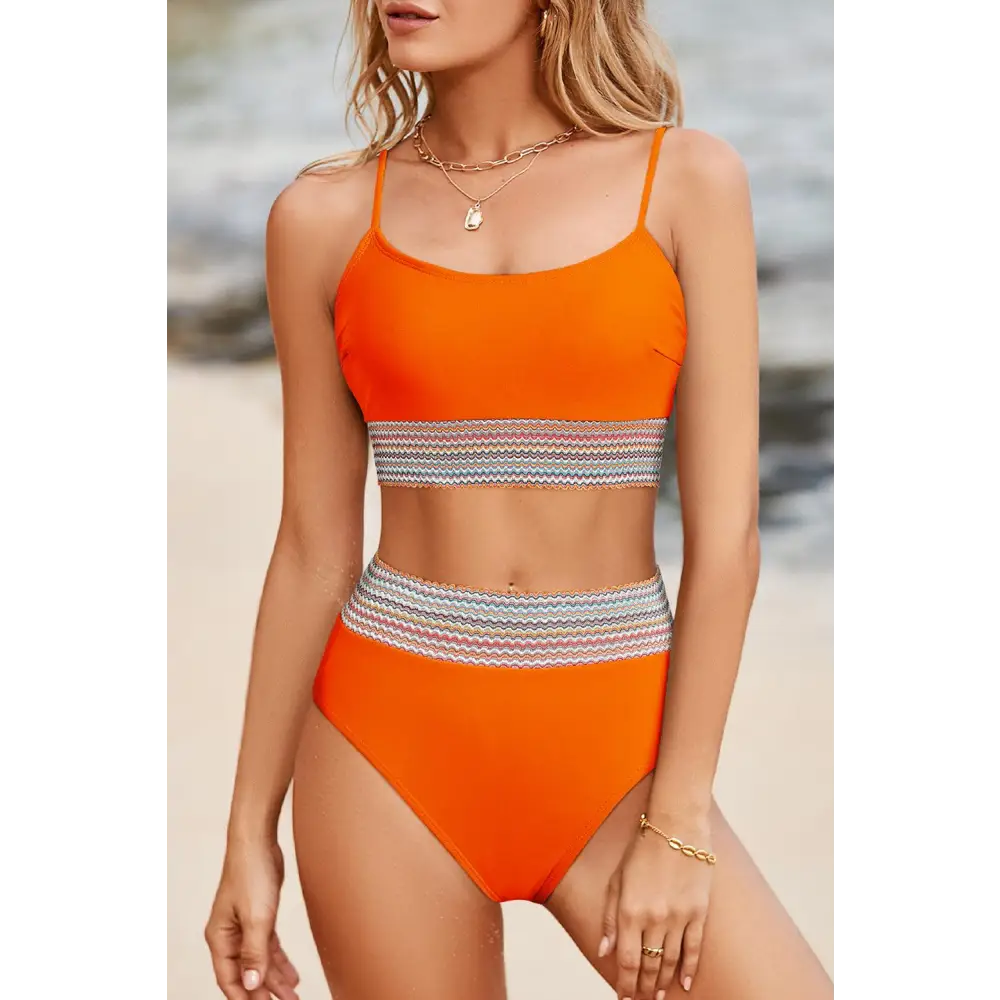 Sizzling Scoop Neck Spaghetti Strap Bikini Set for Summer Fun