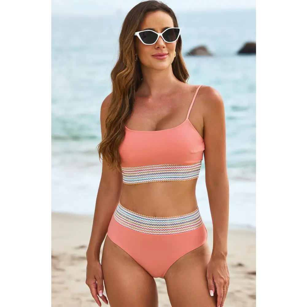 Sizzling Scoop Neck Spaghetti Strap Bikini Set for Summer Fun