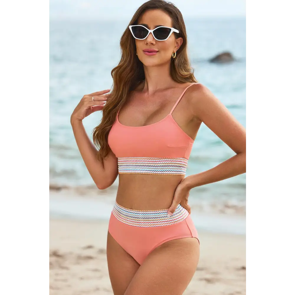 Sizzling Scoop Neck Spaghetti Strap Bikini Set for Summer Fun