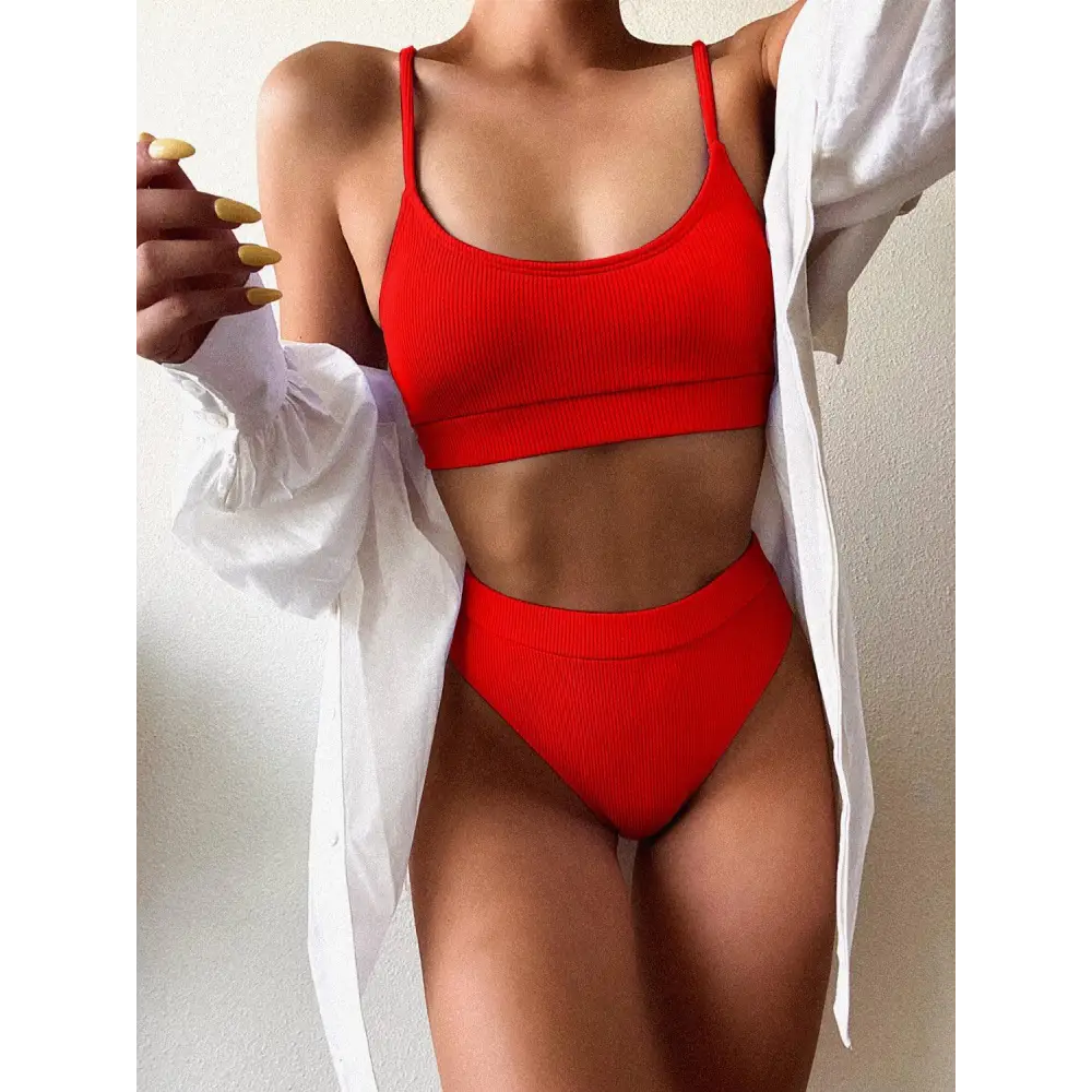 Scoop Neck Spaghetti Strap Two-Piece Swim Set