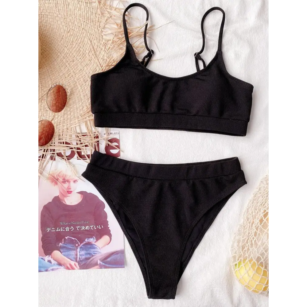 Scoop Neck Spaghetti Strap Two-Piece Swim Set