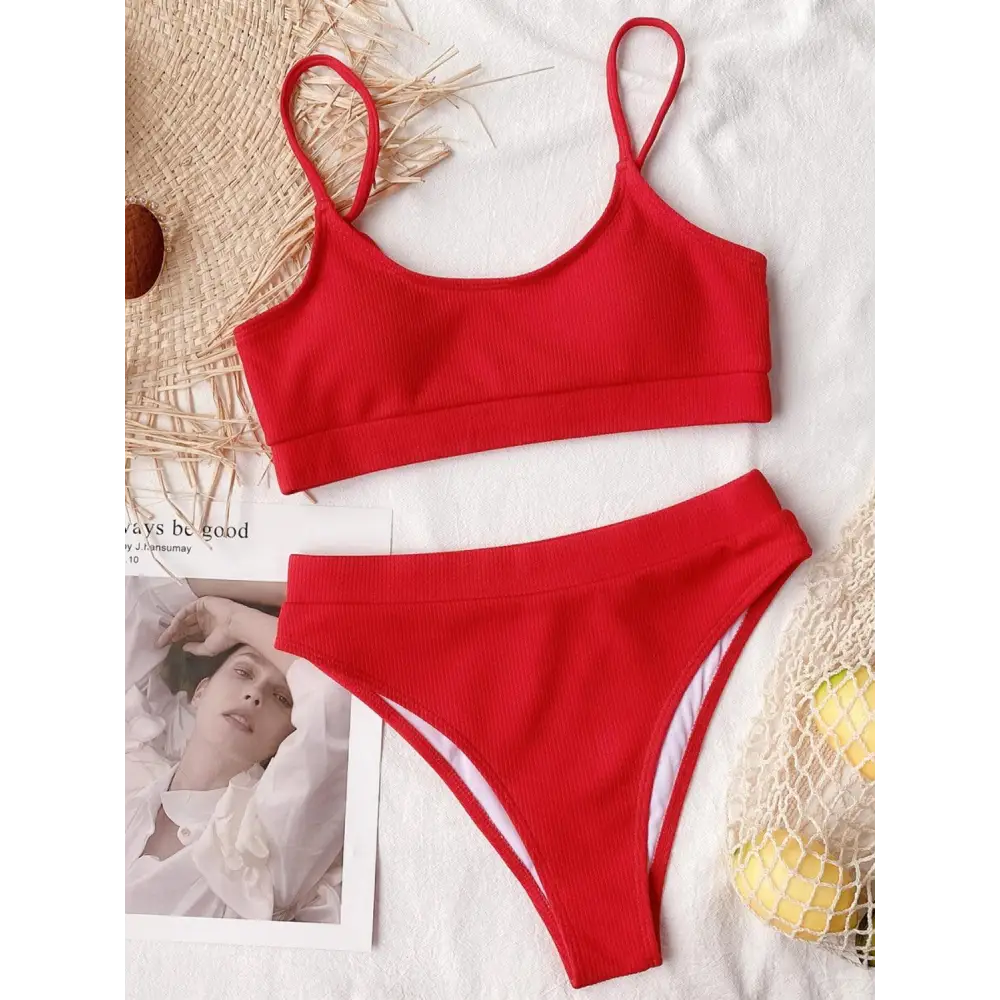 Scoop Neck Spaghetti Strap Two-Piece Swim Set