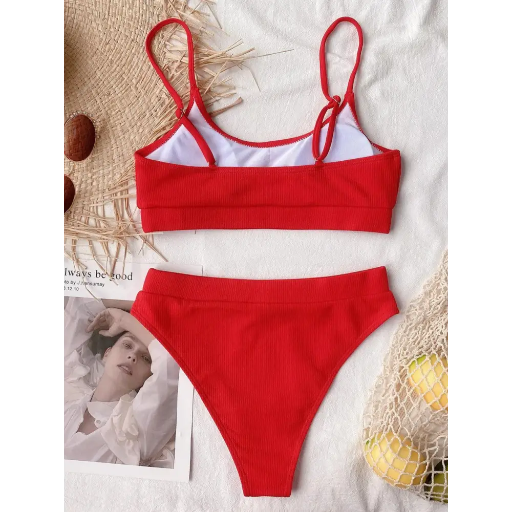 Scoop Neck Spaghetti Strap Two-Piece Swim Set