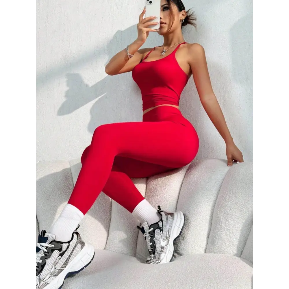 Scoop Neck Top and Pants Active Set