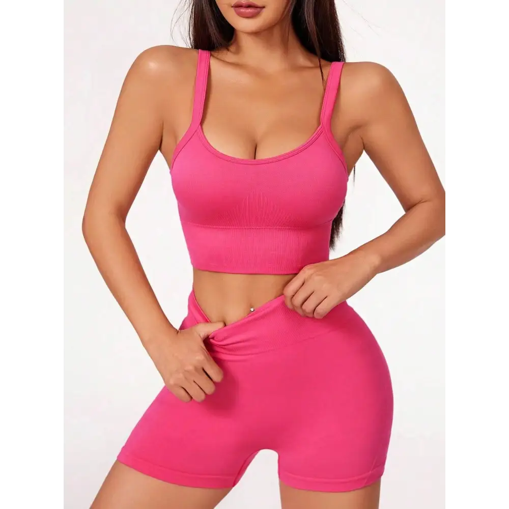 Scoop Neck Top and Shorts Active Set