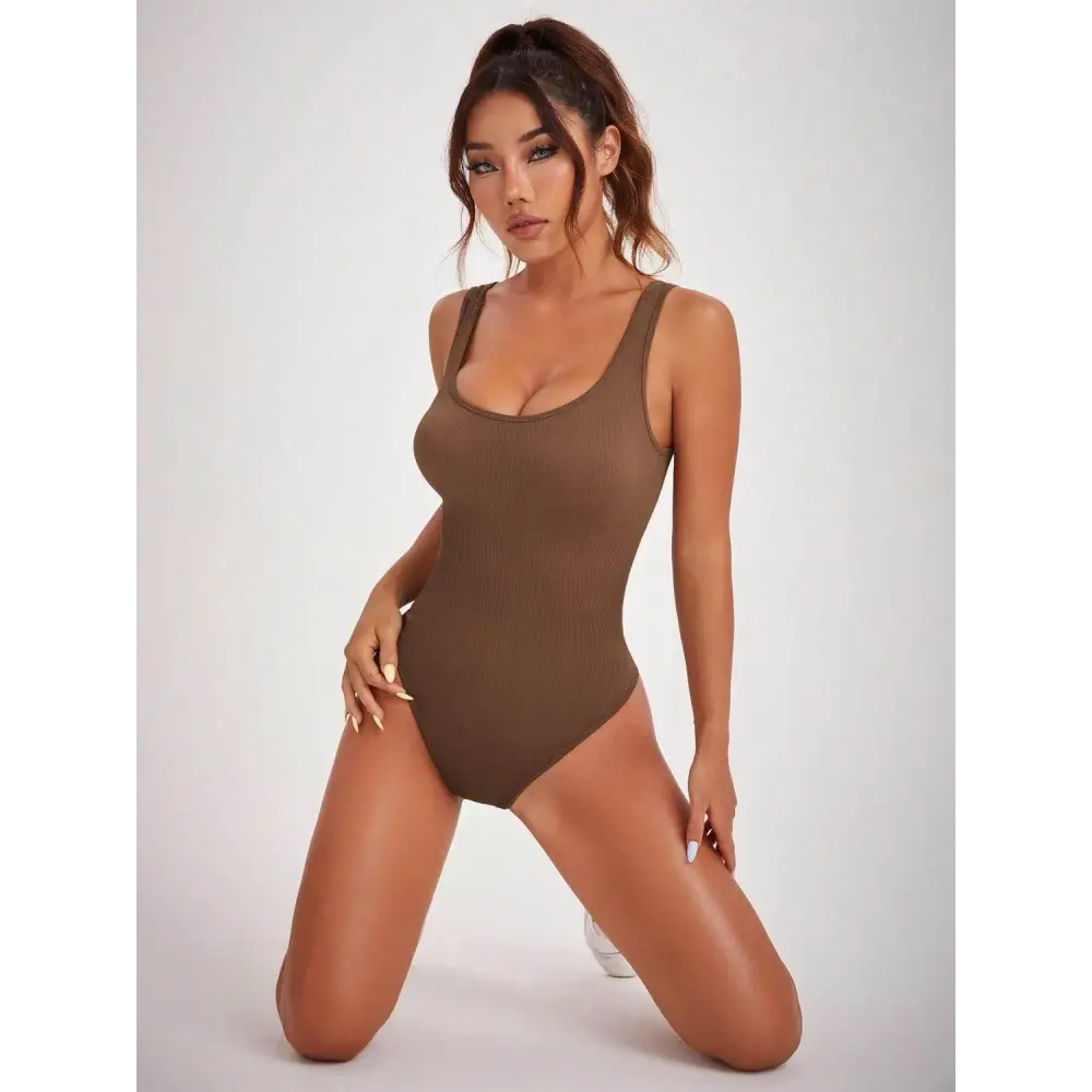 Scoop Neck Wide Strap Active Bodysuit