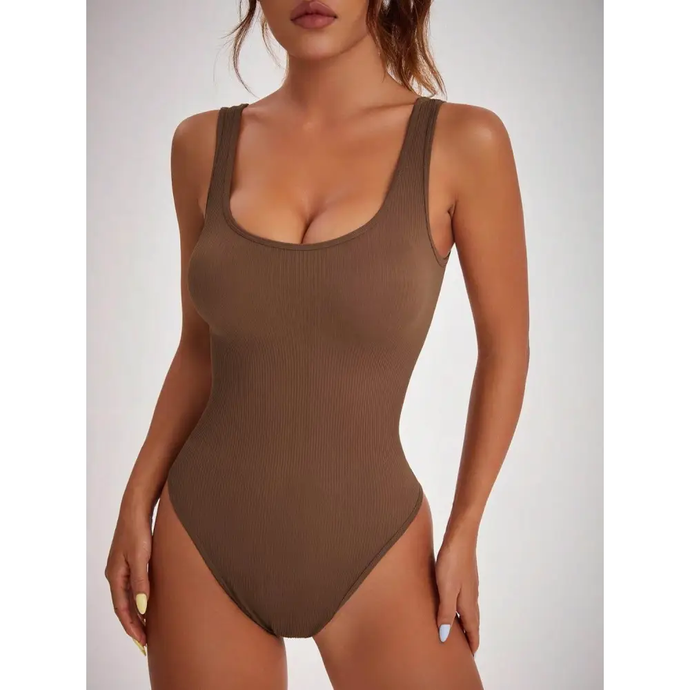 Scoop Neck Wide Strap Active Bodysuit