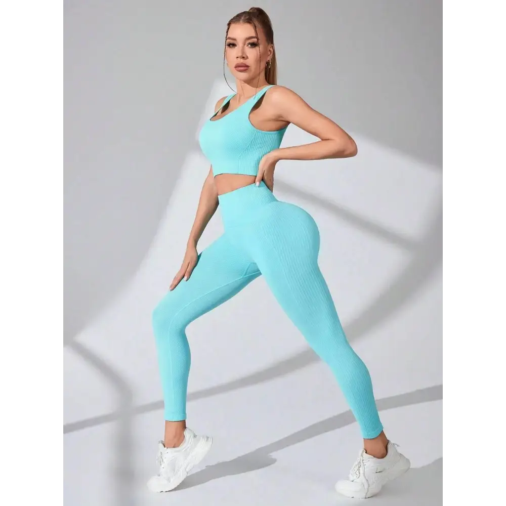 Scoop Neck Wide Strap Top and Pants Active Set