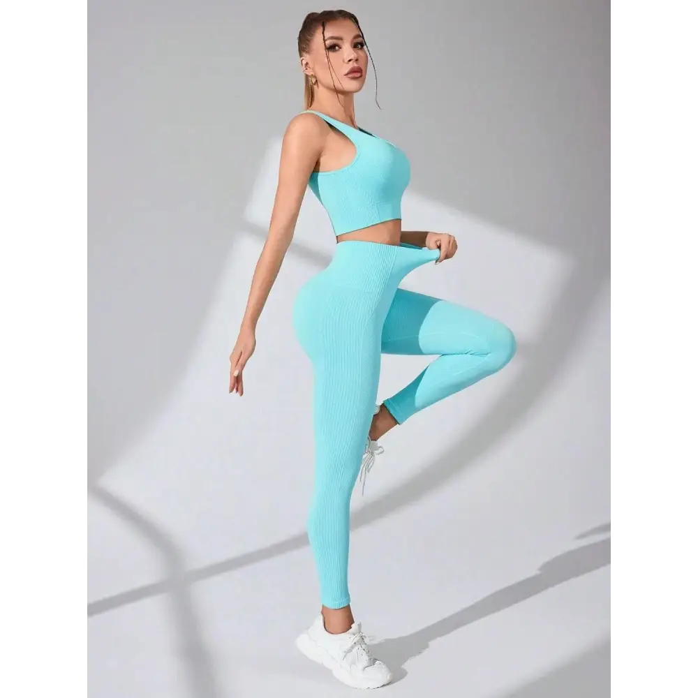 Scoop Neck Wide Strap Top and Pants Active Set