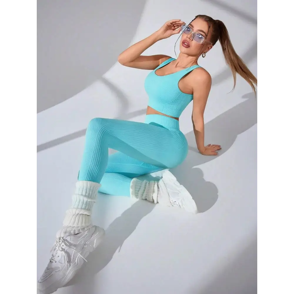 Scoop Neck Wide Strap Top and Pants Active Set