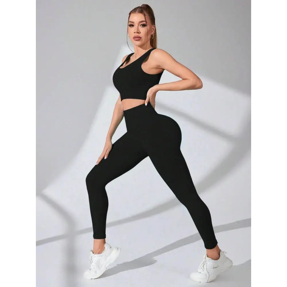 Scoop Neck Wide Strap Top and Pants Active Set