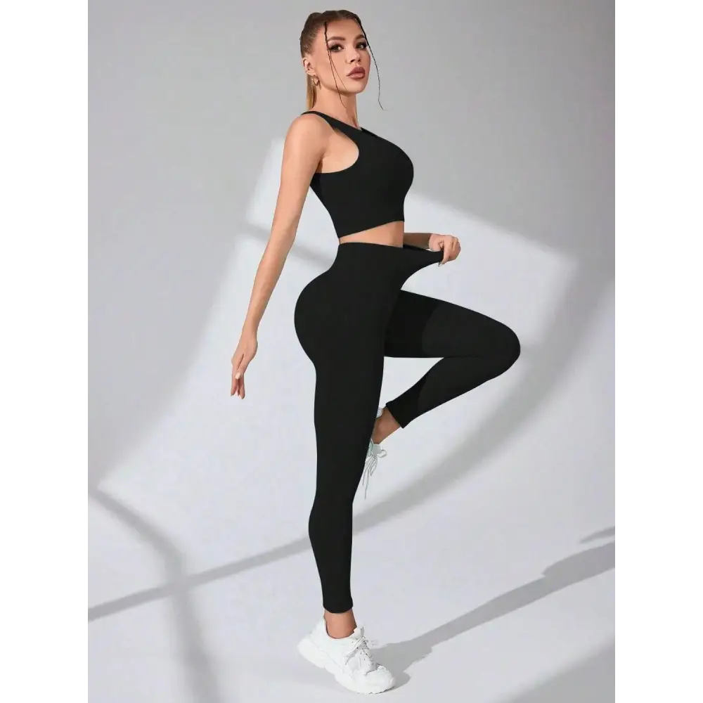 Scoop Neck Wide Strap Top and Pants Active Set