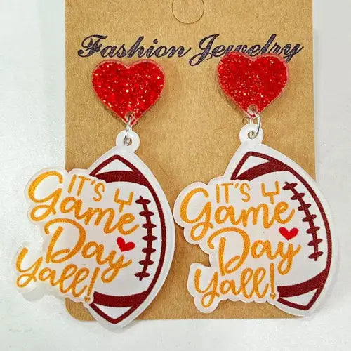 Heart Shape Sports Theme Acrylic Dangle Earrings - CM Fashion