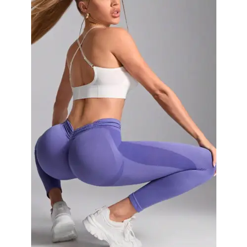 Blue Purple Ruched High Waist Active Leggings