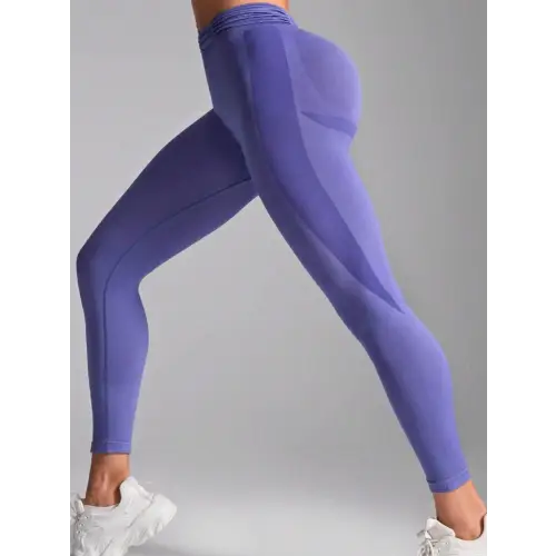 Blue Purple Ruched High Waist Active Leggings
