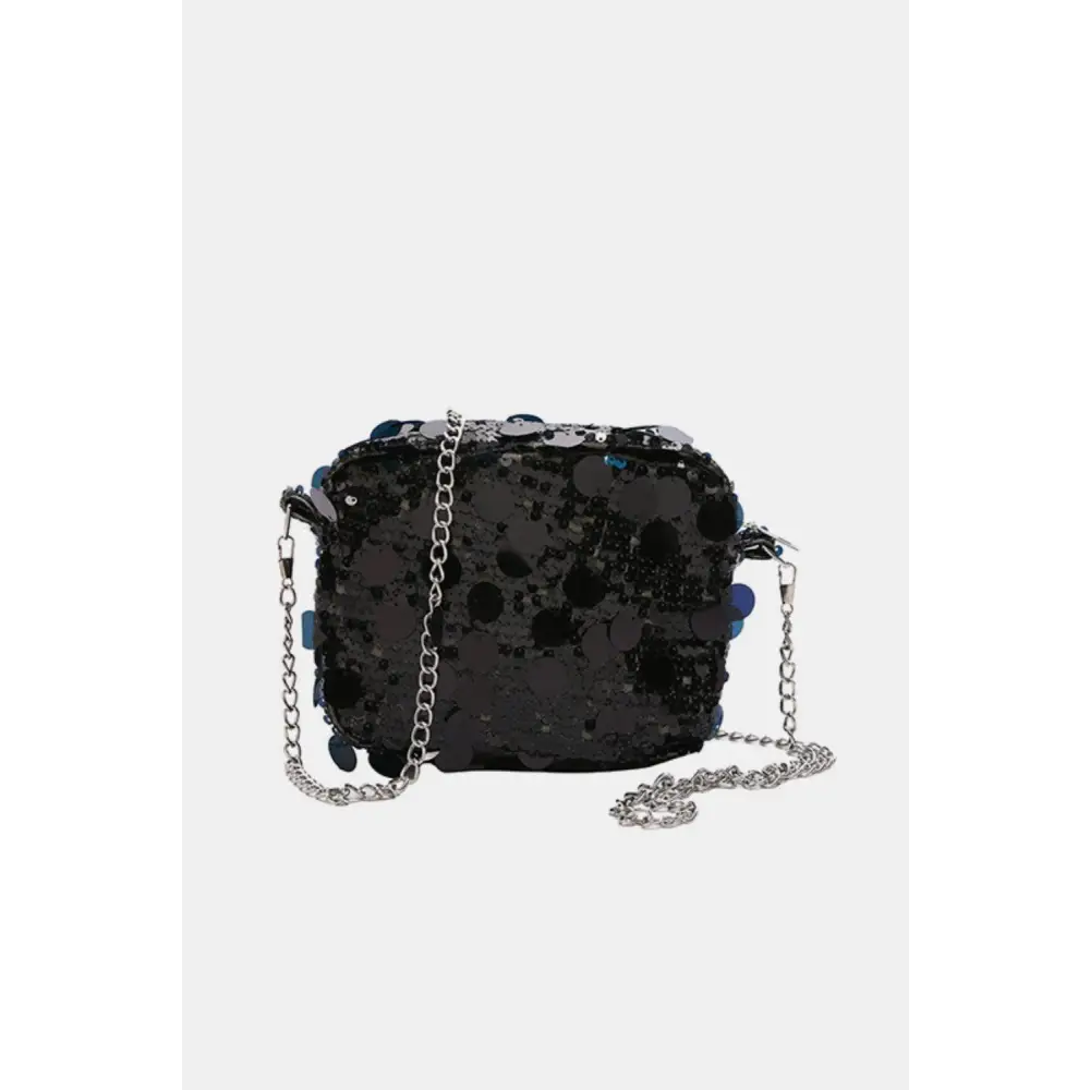 Dazzling Purple Sequin Chain Shoulder Bag for Night Glamour