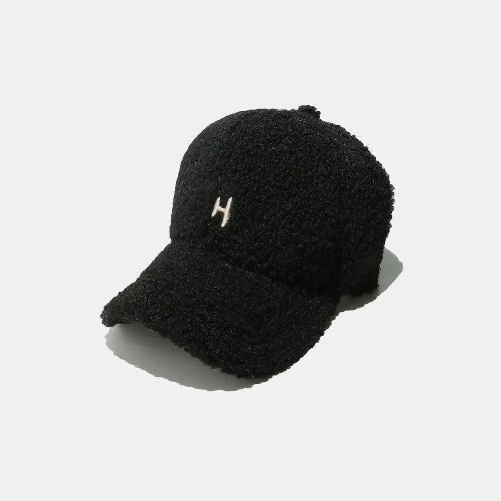 Cozy Miara Sherpa Letter H Embroidered Cap for Winter Style