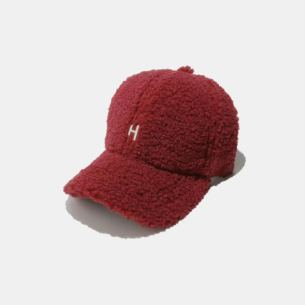 Cozy Miara Sherpa Letter H Embroidered Cap for Winter Style