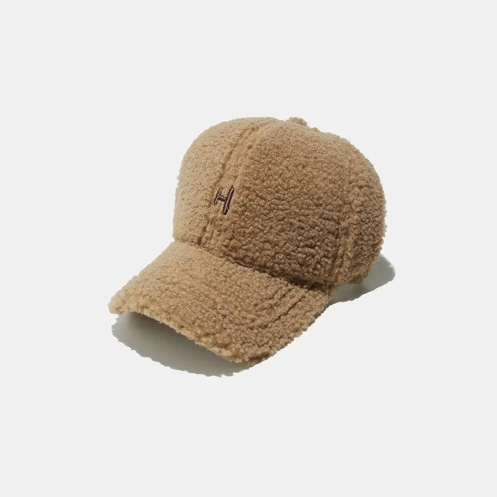 Cozy Miara Sherpa Letter H Embroidered Cap for Winter Style