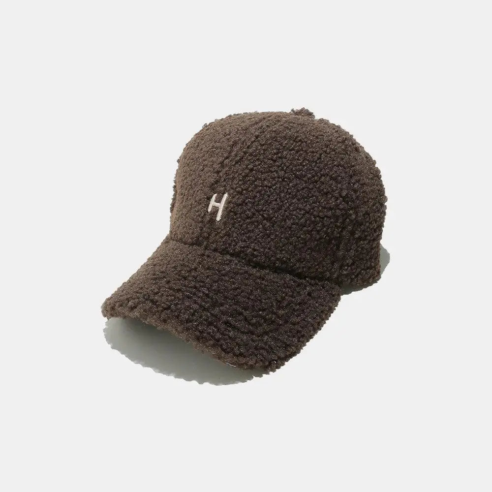 Cozy Miara Sherpa Letter H Embroidered Cap for Winter Style