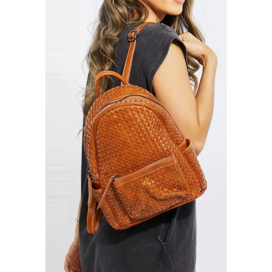 SHOMICO Certainly Chic Faux Leather Woven Backpack - CM Fashion