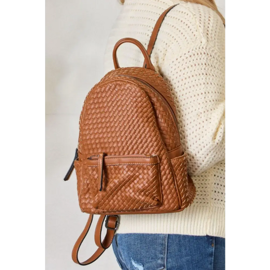 SHOMICO PU Leather Woven Backpack - CM Fashion