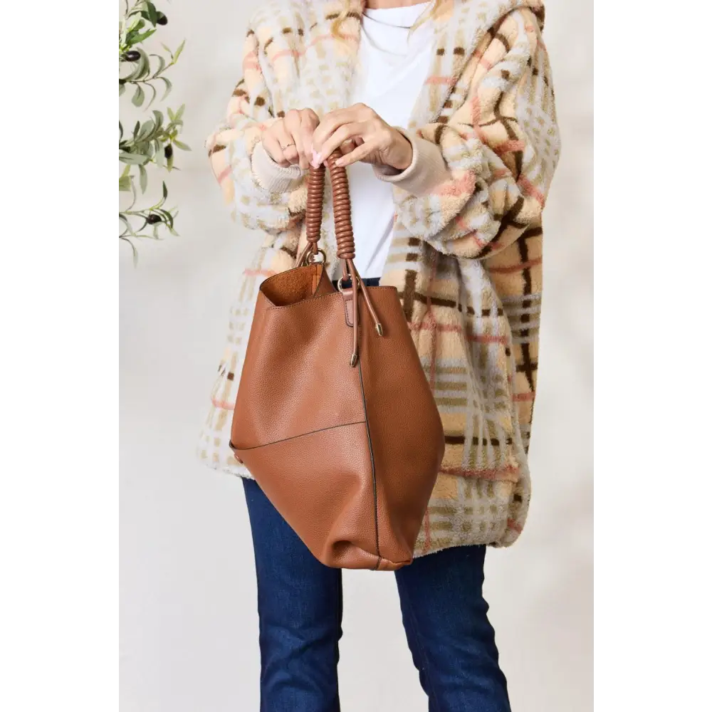 Stylish SHOMICO Vegan Leather Hobo Bag with Twisted Handles