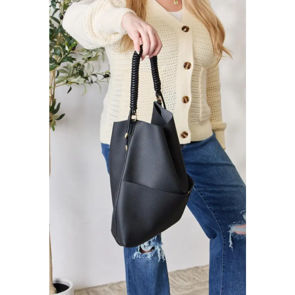 Stylish SHOMICO Vegan Leather Hobo Bag with Twisted Handles