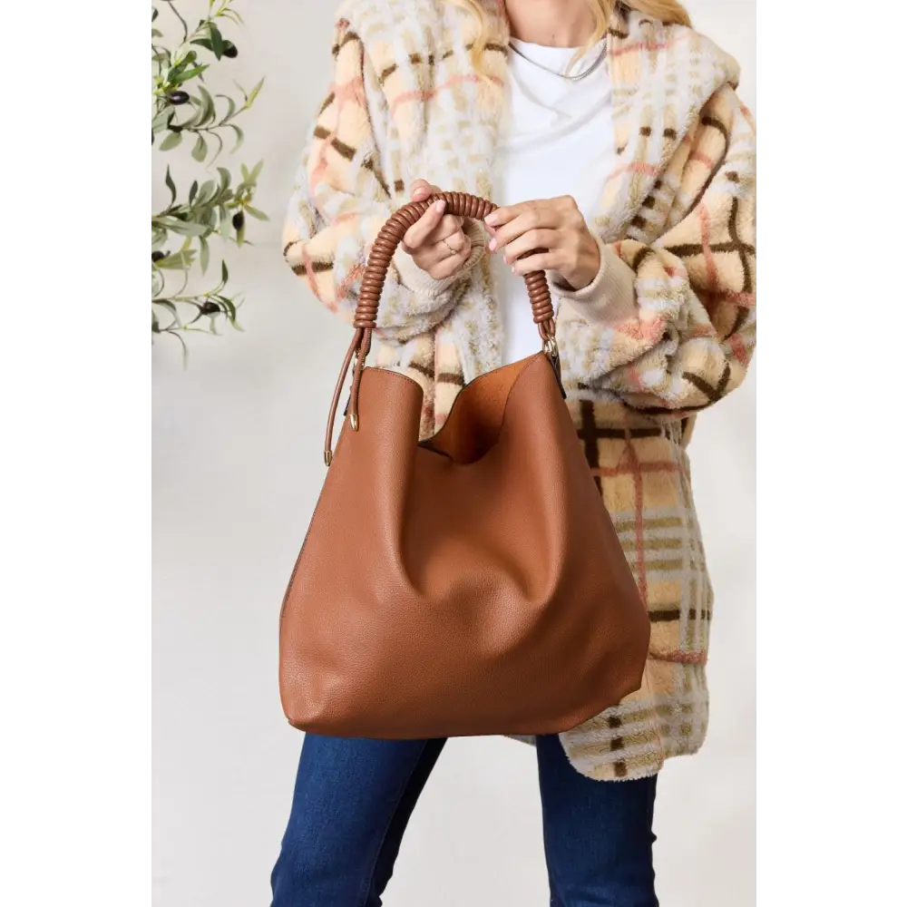 Stylish SHOMICO Vegan Leather Hobo Bag with Twisted Handles