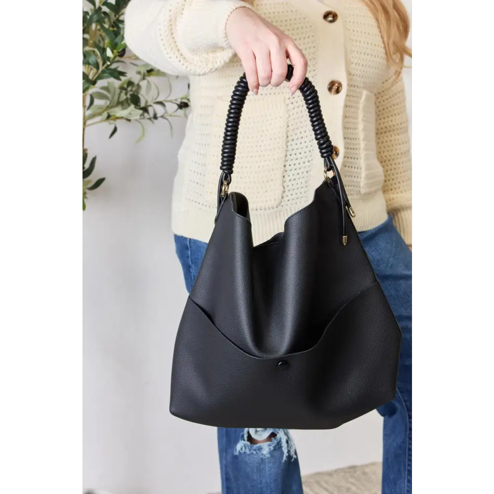 Stylish SHOMICO Vegan Leather Hobo Bag with Twisted Handles