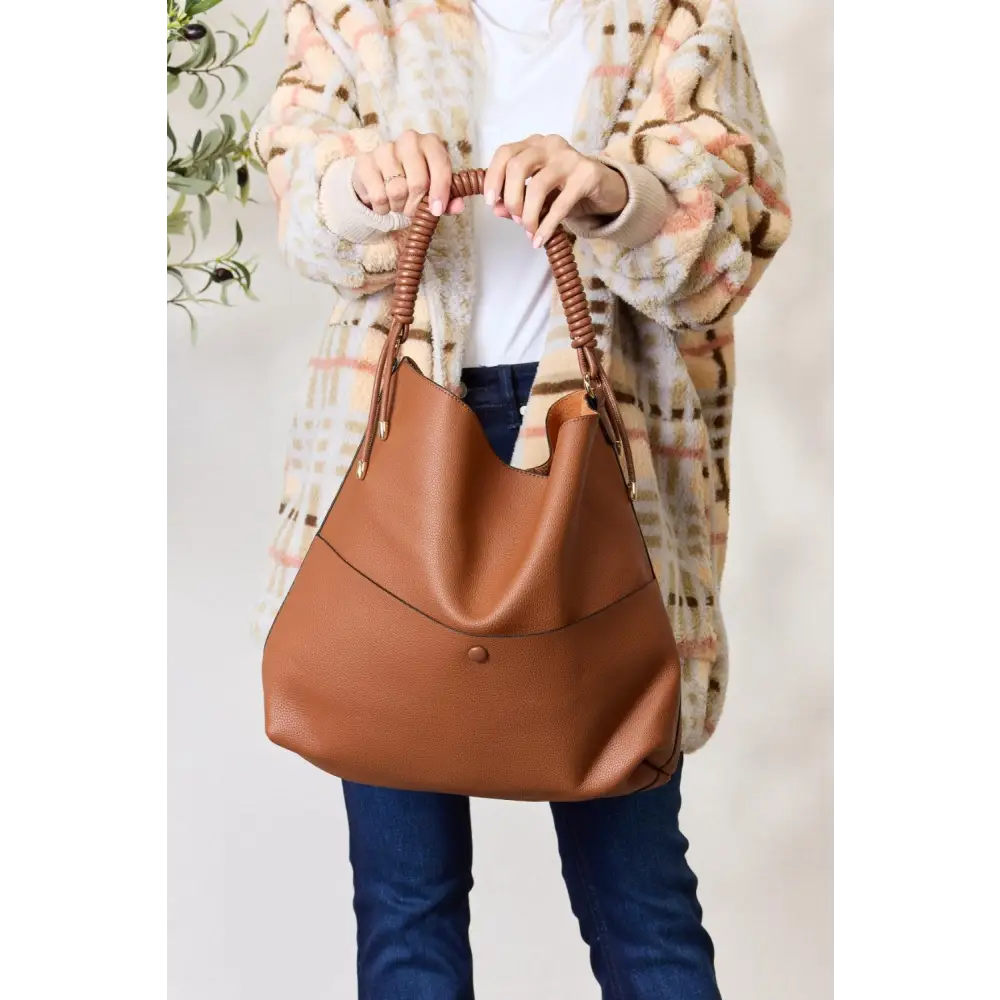 Stylish SHOMICO Vegan Leather Hobo Bag with Twisted Handles