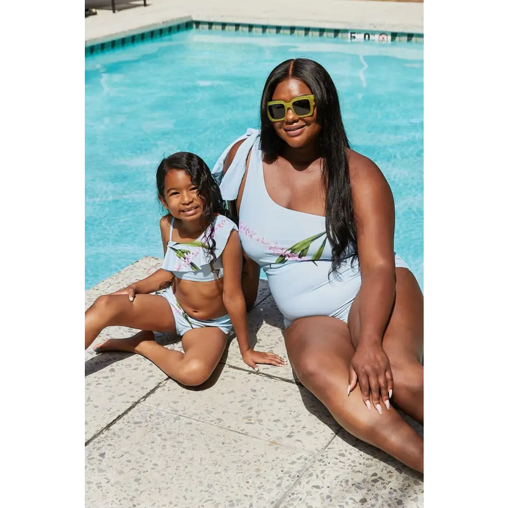 Floral One Shoulder Marina West Swim Suit for Mother-Daughter Duo