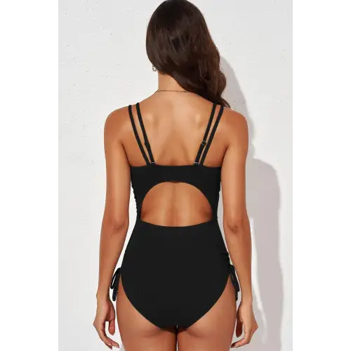 Sizzle in the Synz Tied Cutout Plunge One-Piece Swimsuit