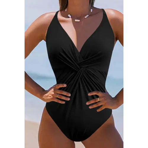 Twisted Crisscross V-Neck One-Piece Swimwear - CM Fashion