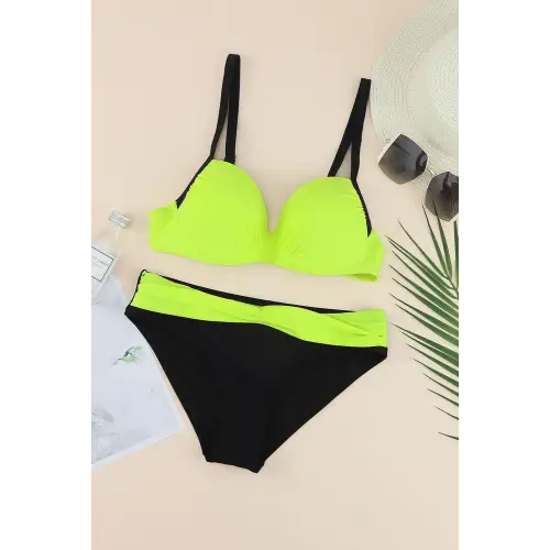 Sizzling Contrast Sweetheart Neck Bikini Set for Beach Perfection