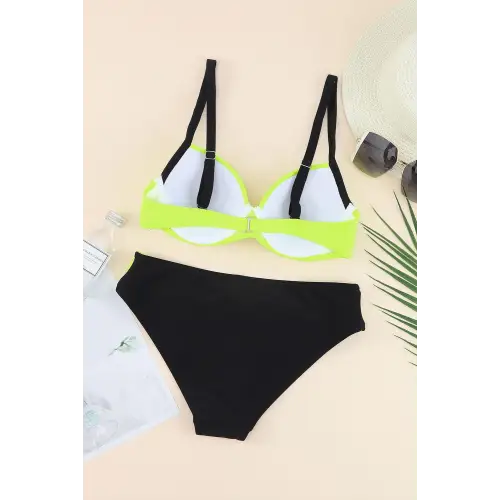 Sizzling Contrast Sweetheart Neck Bikini Set for Beach Perfection