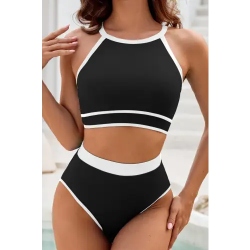 Crisscross Contrast Trim Bikini Set - CM Fashion