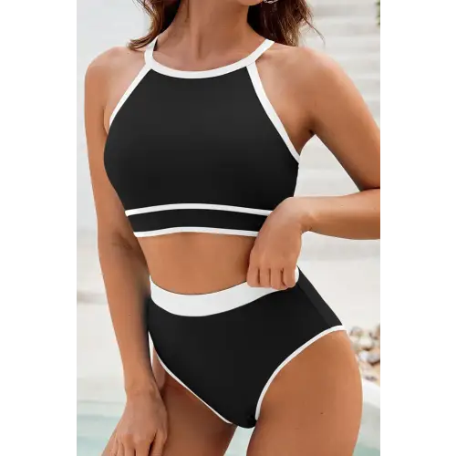 Sizzling Crisscross Contrast Trim Bikini Set for Beach Stunners