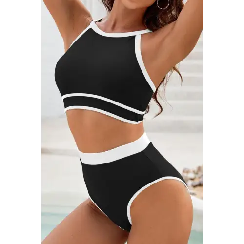 Sizzling Crisscross Contrast Trim Bikini Set for Beach Stunners