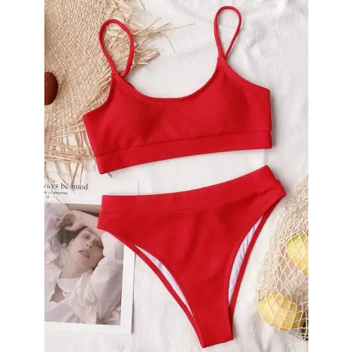 Sizzling Lavender Scoop Neck Spaghetti Strap Two-Piece Swim Set