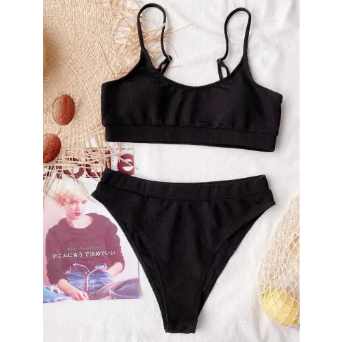 Sizzling Lavender Scoop Neck Spaghetti Strap Two-Piece Swim Set