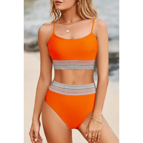 Sizzling Scoop Neck Spaghetti Strap Bikini Set for Summer Fun