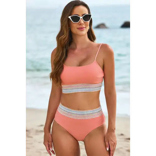 Sizzling Scoop Neck Spaghetti Strap Bikini Set for Summer Fun