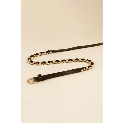 Black and Gold Skinny Belt