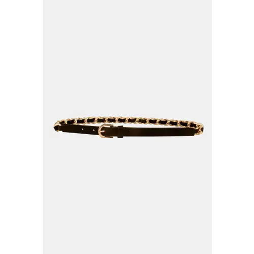 Black and Gold Skinny Belt
