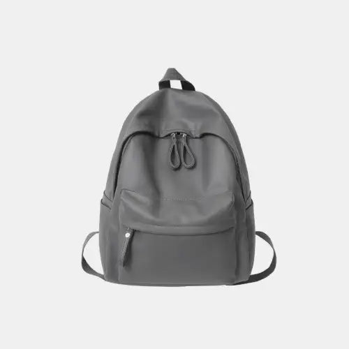 Sleek Black Leather Zip Backpack Bag