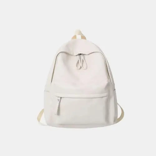 Sleek Black Leather Zip Backpack Bag