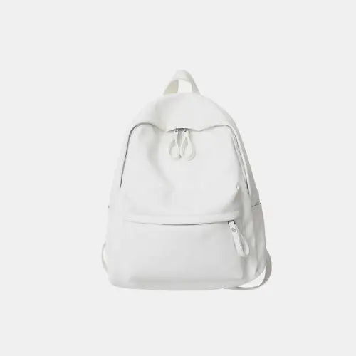 Sleek Black Leather Zip Backpack Bag
