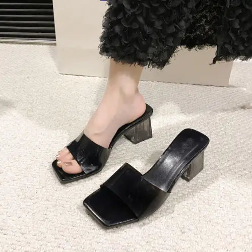 Open Toe Block Heel Sandals - CM Fashion